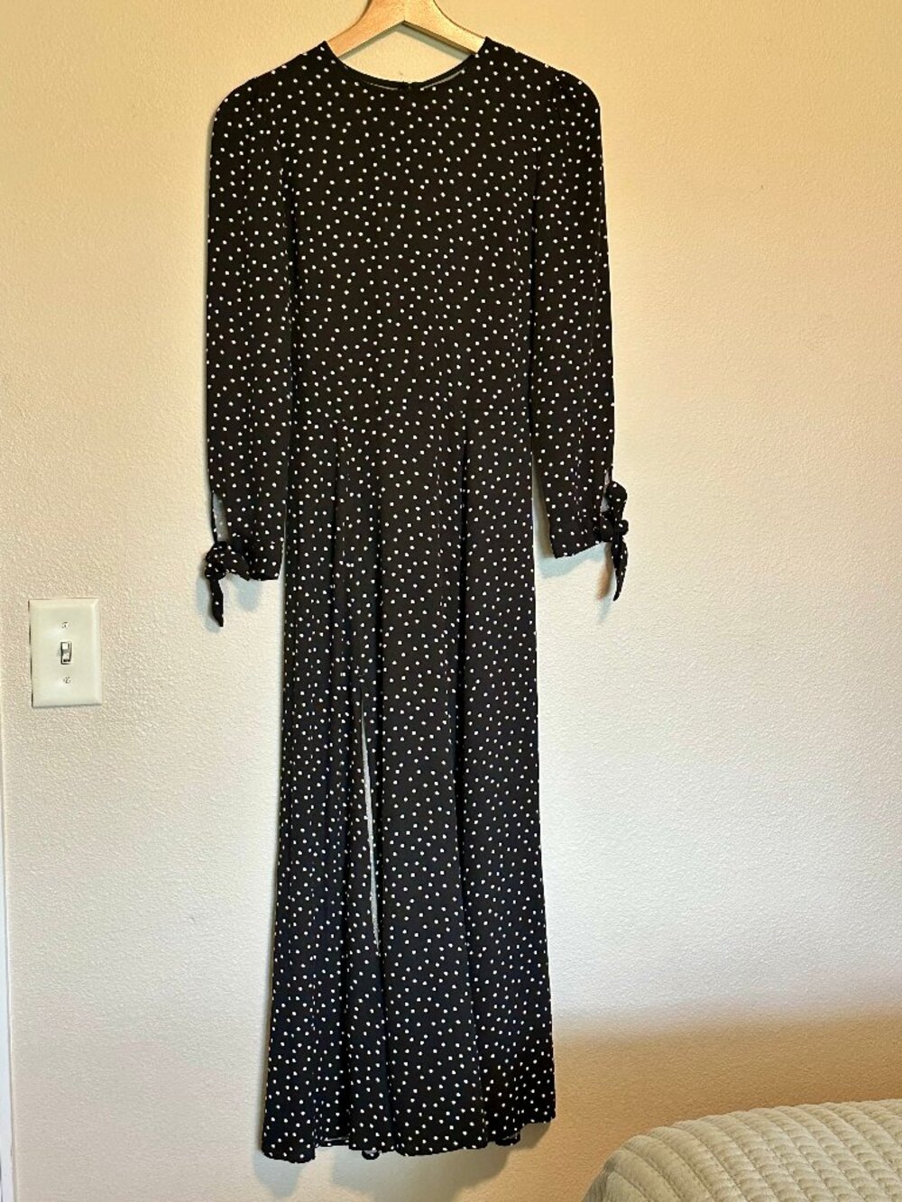 Reformation Black Polka Dot Maxi Dress